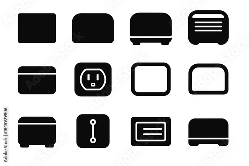 Frame line rounded slab support compact tile power vector edge top icon