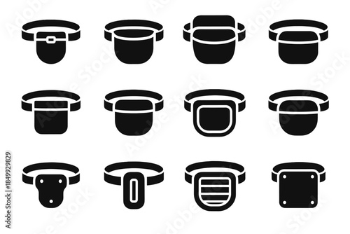 Strip contour stabilizer support ridge icon arc plate vector waist pouch tile