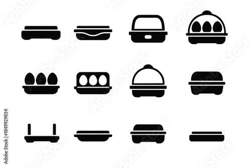 Egg icon rounded cavity mini ridge piece boiler tile arc vector