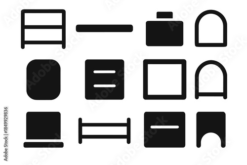 Icon edge rack frame line panel stabilizer cavity vector contour shoe support