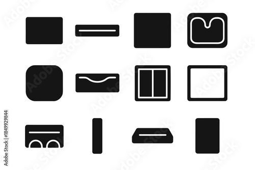 Ridge contour edge icon slab drawer vector tile panel tool small strip