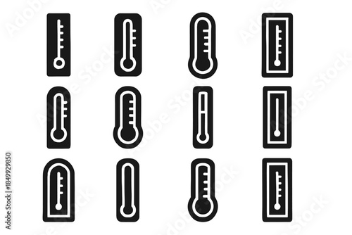 Icon vector strip set arc slab rounded smooth thermometer ridge cavity outline