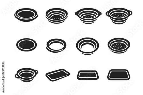 Collapsible arc frame strainer contour icon vector rounded line ring collapse tile