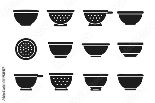 Bowl piece stabilizer ridge icons slab band pad deep strainer vector icon