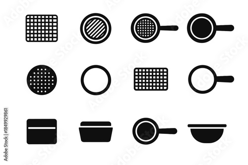 Fine ridge edge compact slab strainer vector frame rim icon perforation mesh