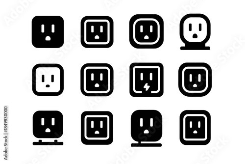 Slab piece compact body icon energy line plug module smart tile vector