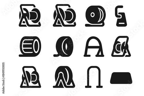 Reel compact stabilizer icon hose vector channel garden pad ridge contour drum