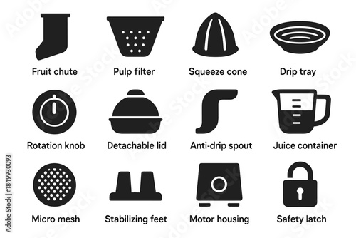 Icon drip pulp vector mini fruit chute micro juicer tray juice lid