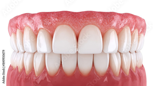 Displaying perfect white teeth alongside swollen gums highlighting gingivitis, emphasizing the importance of dental hygiene and the impact of oral health issues on well being