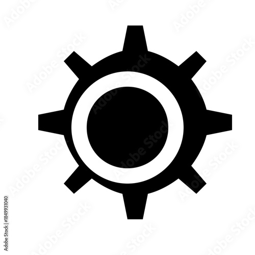 Mechanical Cog: A simplified black cogwheel, embodying the essence of industry, process, and mechanics. Perfectly suited for use in conceptual and design works.