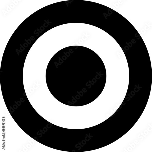 Precision Target: A stark, minimalist design of a target, showcasing a bold contrast of black and white, symbolizing accuracy, focus, and strategic intention.
