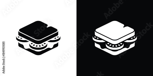 Isometric sandwich glyphs with tomatoes, transparent background, food icon design