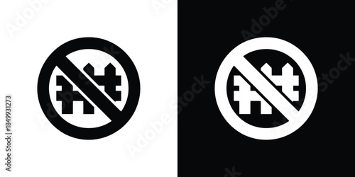 Level Crossing not Allowed in Icon, Rail Road Prohibited Circle on White