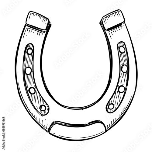 horseshoe vector line art hand drawn illustration