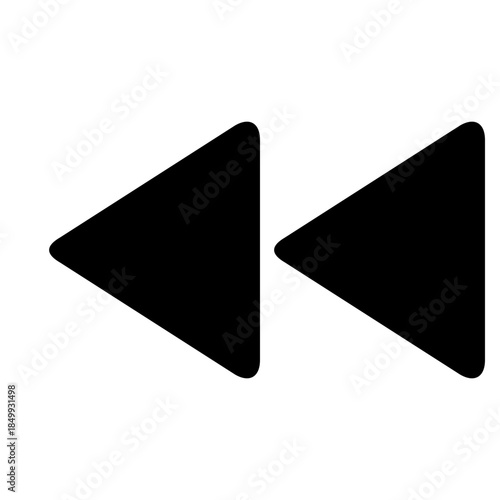 Rewind Icon: A simple yet impactful rewind symbol, presented in stark black against a clean backdrop, instantly communicates the action of going back.