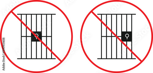 no jail icon set . Prison prohibition symbols. Incarceration restriction graphic design. Forbidden Prison Symbols
