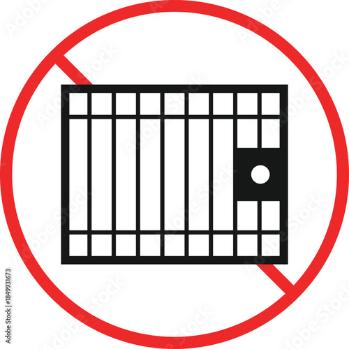 no jail icon set . Prison prohibition symbols. Incarceration restriction graphic design. Forbidden Prison Symbols
