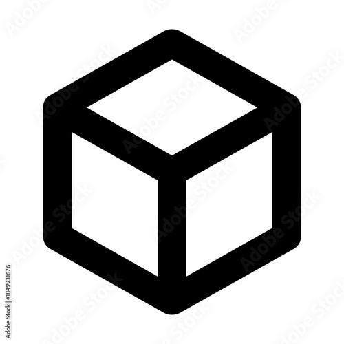 Box Symbol: a 3d geometrical shape composed of six squares. The image embodies the simplicity and elegance of minimalism. 