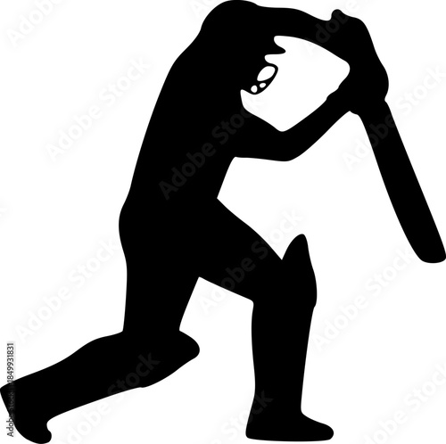 Minimal Cricket Silhouette Logo in Black on White Vector Style