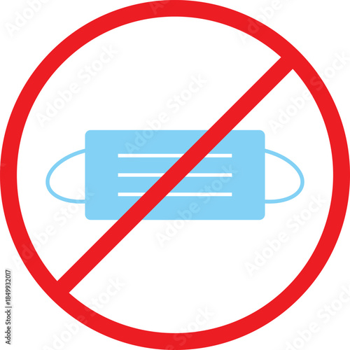 no mask icon. Remove face covering symbols. Mask prohibition graphic design. No face cover symbol. Identity verification sign
