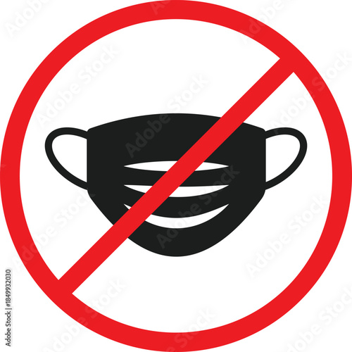 no mask icon. Mask prohibition graphic design. No face cover symbol. Identity verification sign. Remove face covering symbols
