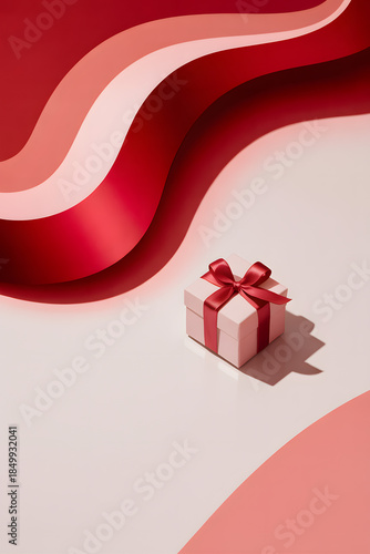 Wallpaper Mural Elegant gift box with red bow on abstract background Torontodigital.ca