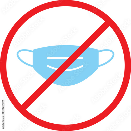 no mask icon. Mask prohibition graphic design. No face cover symbol. Identity verification sign. Remove face covering symbols
