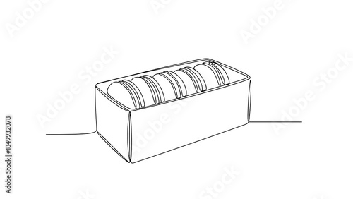 Box of mooncakes in one line drawing style for Mid-Autumn Festival or Chinese celebration themes