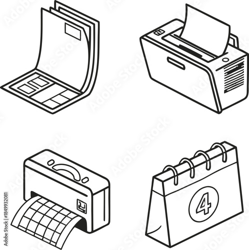 Editable stroke contact icon set, thin line social media network icons collection,