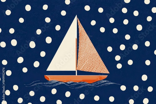 Sailboat on a Dotted Background Design