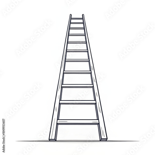 Simple linear illustration of a tall wooden ladder  