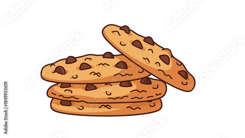 A delightful stack of freshly baked chocolate chip cookies, rich in flavor and perfect for a sweet treat, snack time indulgence, or delicious dessert