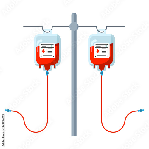 Blood Bags on IV Stand for Transfusion