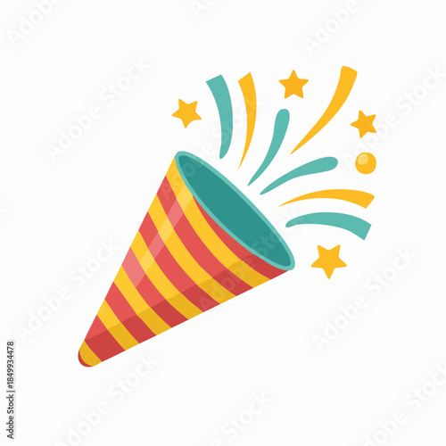 Colorful party popper illustration on white background for celebrations
