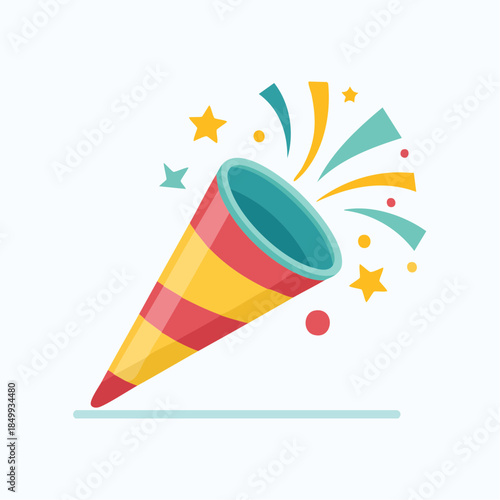 Colorful party popper illustration on white background for celebrations