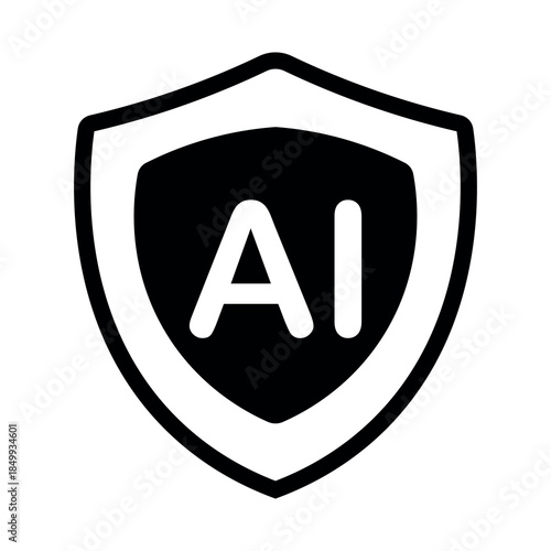 An illustration depicting a black icon of a neural network and artificial intelligence, and everything related to it, on a white background.