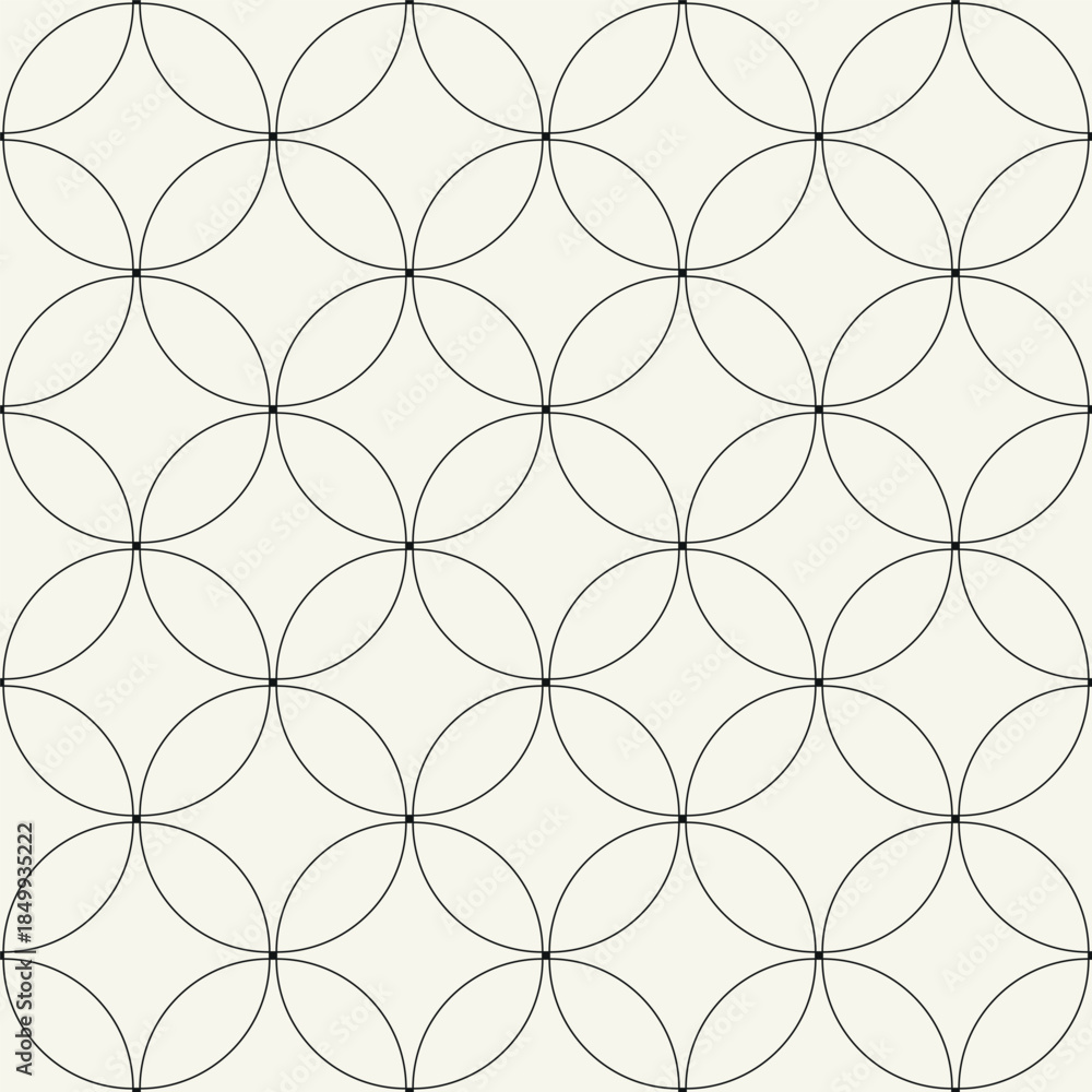 Fototapeta premium Vector seamless pattern. Modern stylish texture. Repeating geometric tiles. Thin linear circular grid. Japanese sashiko design.