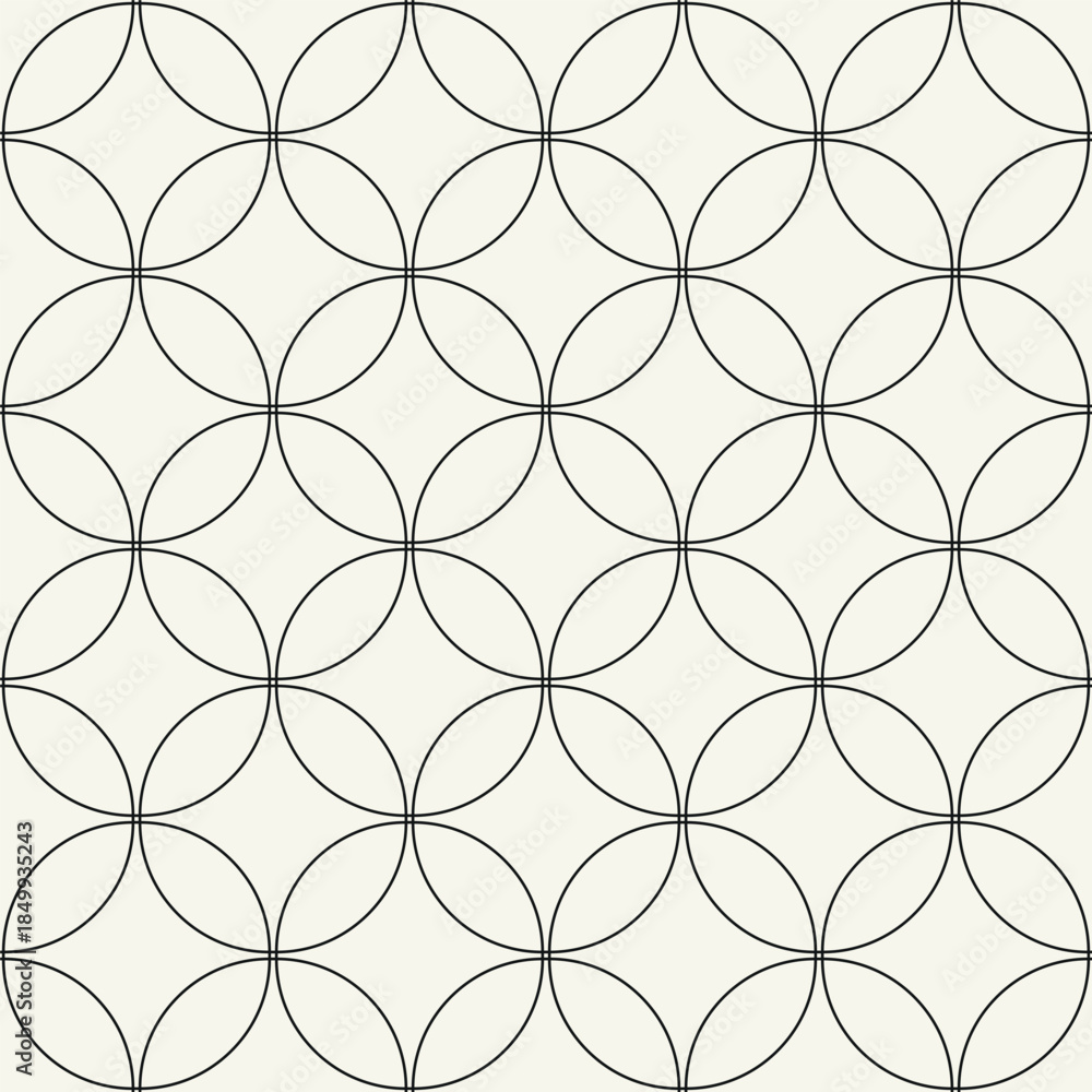 Fototapeta premium Vector seamless pattern. Modern stylish texture. Repeating geometric tiles. Thin linear circular grid. Japanese sashiko design.