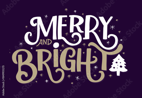 Hello 2026. Merry Christmas and Happy New 2026 Year - cute hand drawn doodle lettering postcard.  Holly Jolly, Tis the season.