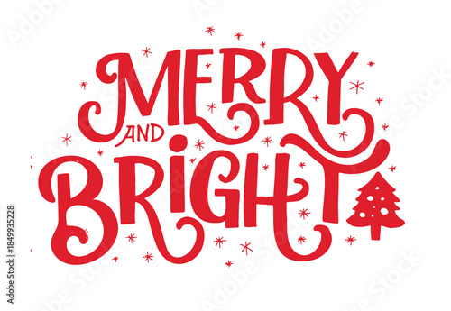 Hello 2026. Merry Christmas and Happy New 2026 Year - cute hand drawn doodle lettering postcard.  Holly Jolly, Tis the season.