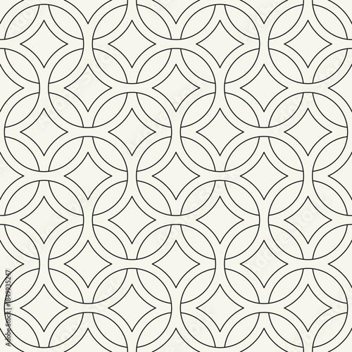 Vector seamless pattern. Interlace repeating design. Stylish weave background. Weaving bold rings.