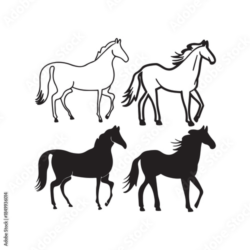 Horse silhouettes vector