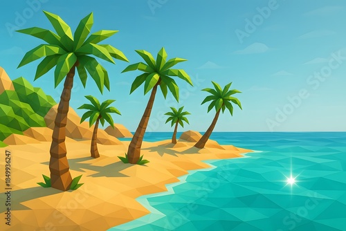 Fototapeta Naklejka Na Ścianę i Meble -  tropical beach with palm trees