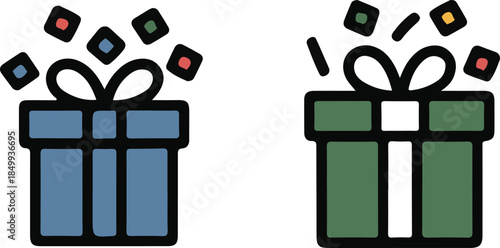 set of gift boxes with ribbons