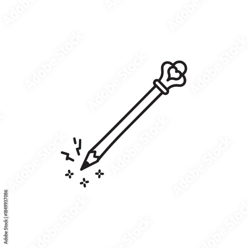 A magical pencil with a glowing tip symbolizing creative inspiration and brilliant ideas