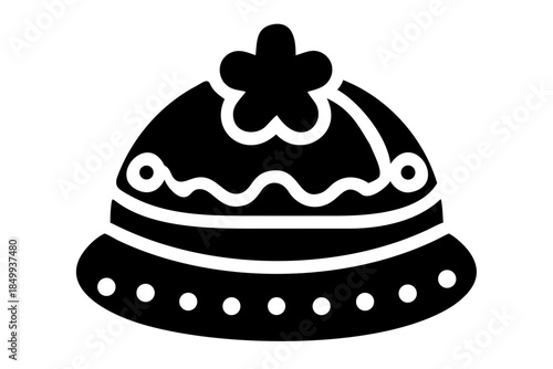 Baby Hat Silhouette Vector Icon Isolated on White Background