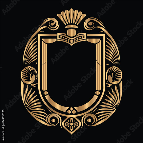 Vector set of gold vintage frames. Elegant element for design in Eastern style, place for text. Floral golden border. Lace illustration for invitations and greeting cards.