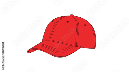 A vibrant red baseball cap is displayed against a clean white background, showcasing its classic design and sporty appeal.