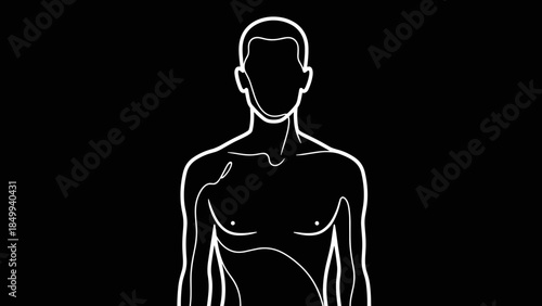 Male Human Body Outline Illustration.