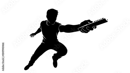 Man Silhouette Holding Gun in Action.